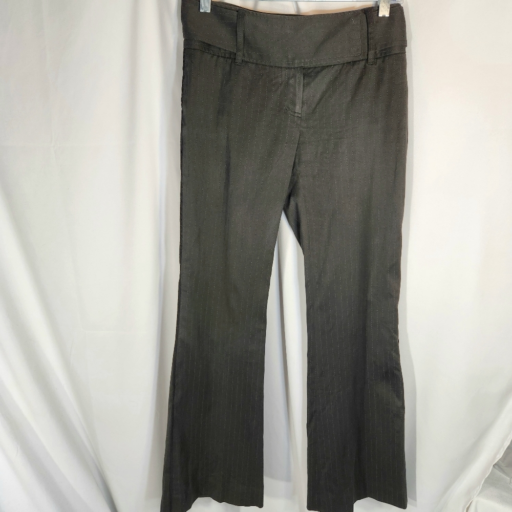 Tahari Black w/Stitched Pinstripes Wide Leg Cotton Blend Dress Pants Size 2
